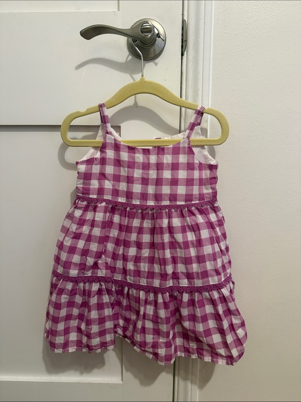 Janie and Jack Pink and White Gingham Tiered Sundress